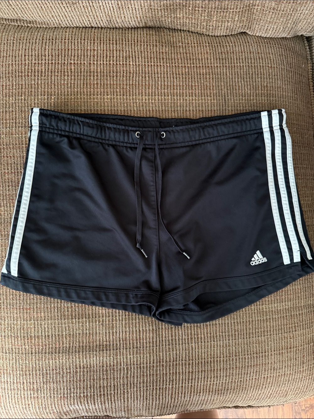 adidas Black Athletic Shorts with White Side Stripes